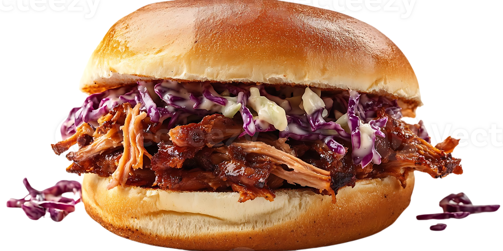 Delicious Pulled Pork Sandwich with Coleslaw and a Transparent Background png