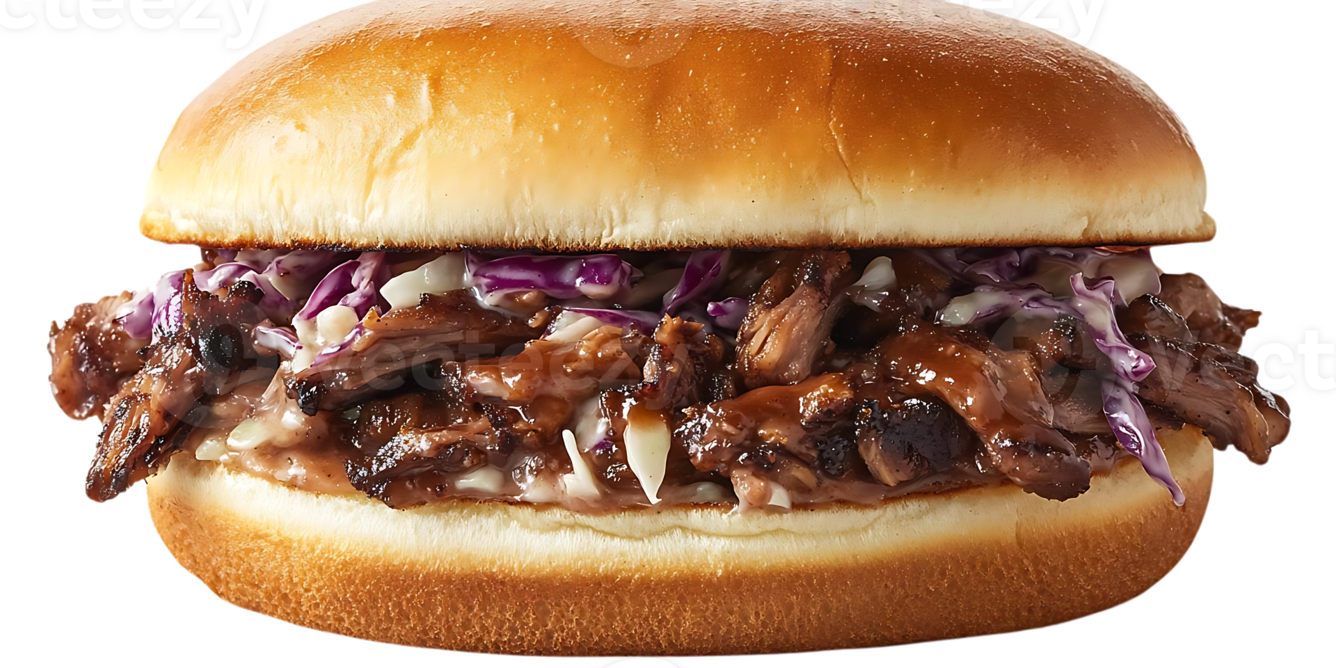 Delicious Pulled Pork Sandwich with Coleslaw and BBQ Sauce on a Transparent Background png