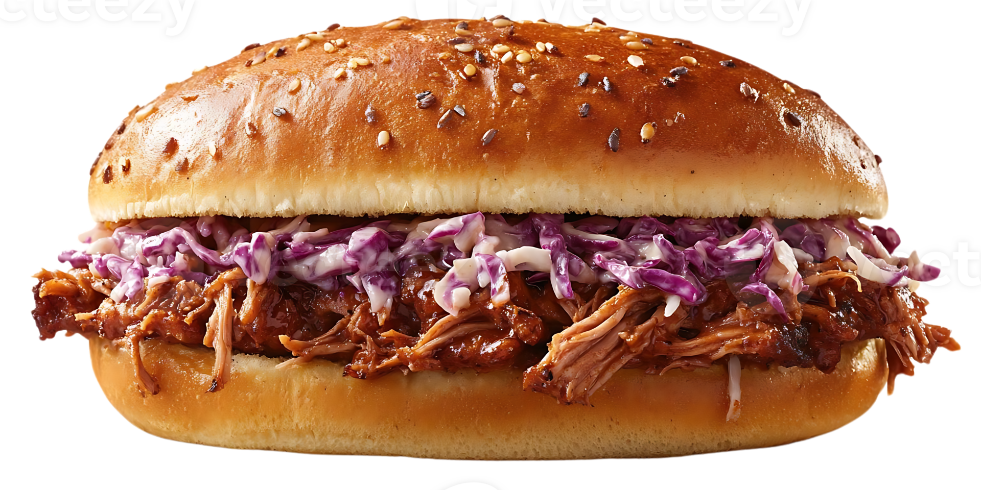 Pulled Pork Sandwich with Coleslaw and a Transparent Background png