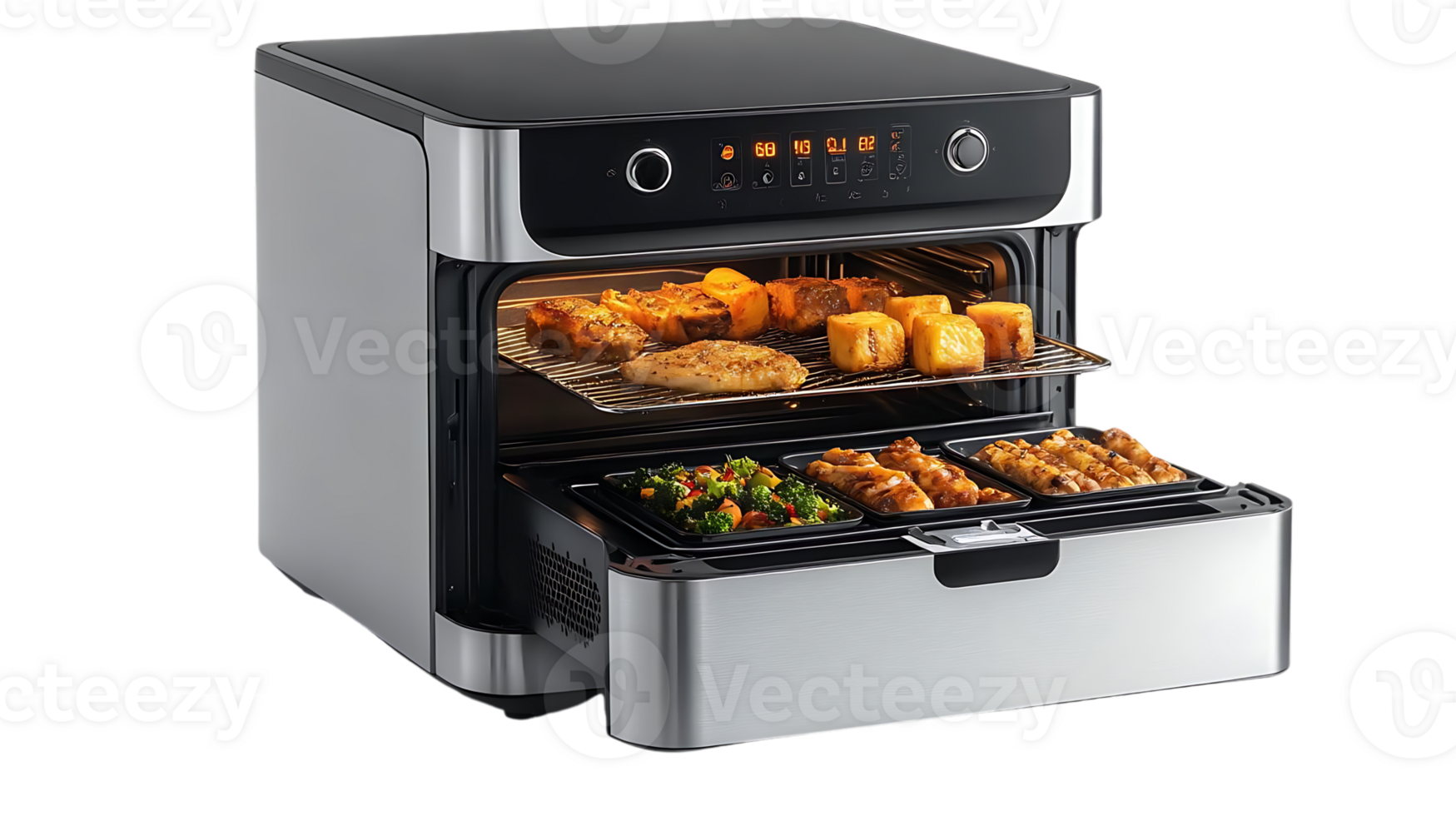 Air Fryer Oven Cooks Food with Transparent Background, Multifunctional Kitchen Appliance for Roasting, Baking, and Grilling png