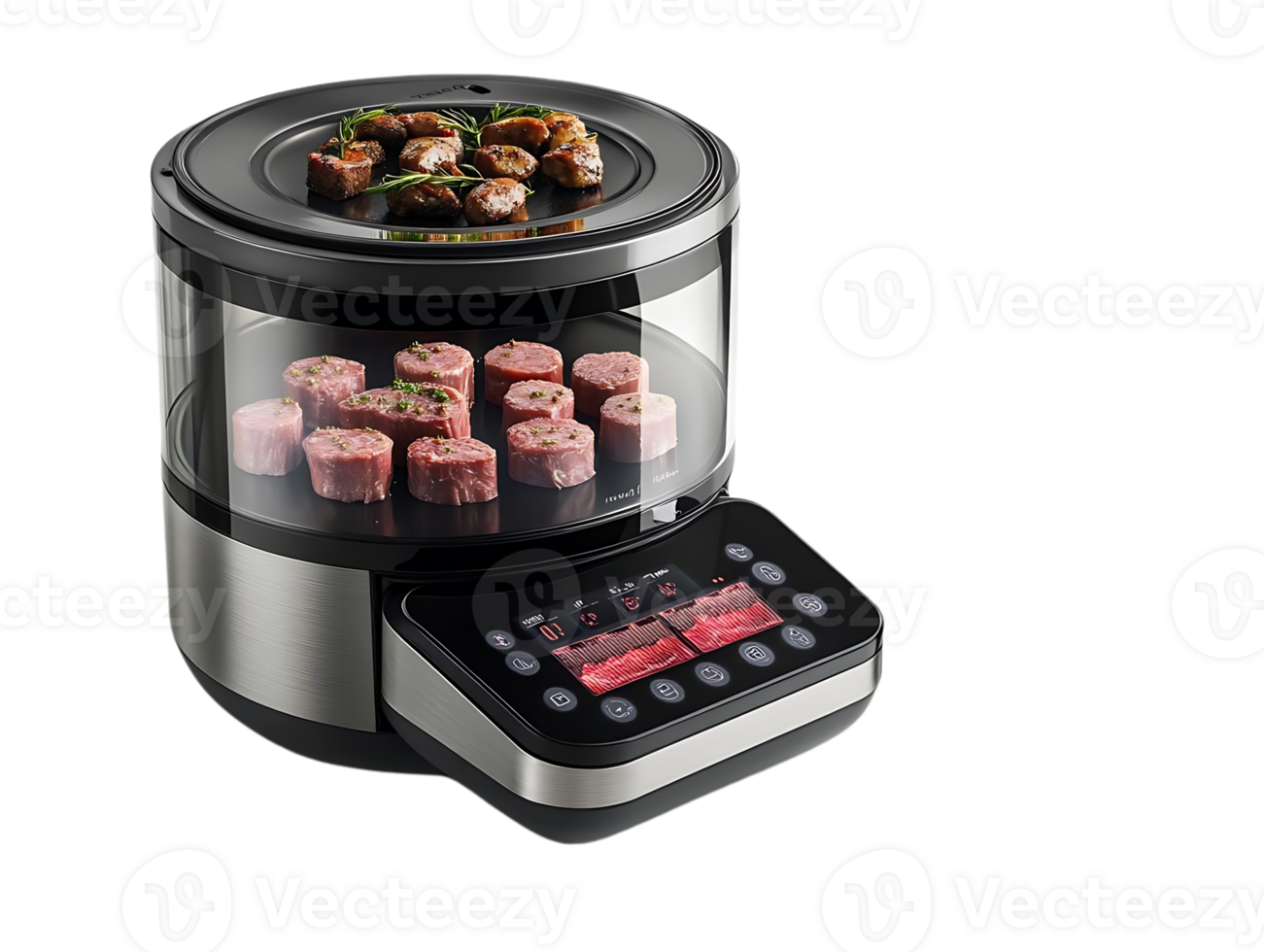 Sous Vide Cooker with Transparent Background,  Perfect for Sealing in Flavor and Juiciness, Features a Precise Temperature Control System for Consistent Results, with a Timer for Easy Cooking, Digital Display Makes Monitoring Cooking Easy, Stainless Steel png