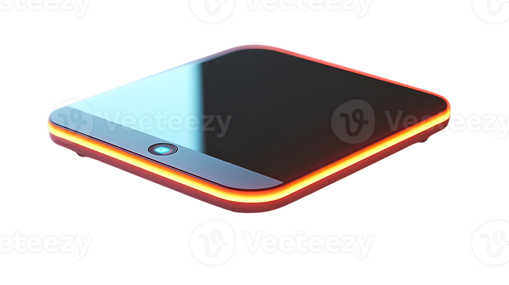 Sleek Device with a Bright Orange Glow, Transparent Background Design, Minimalist Tech Gadget. png