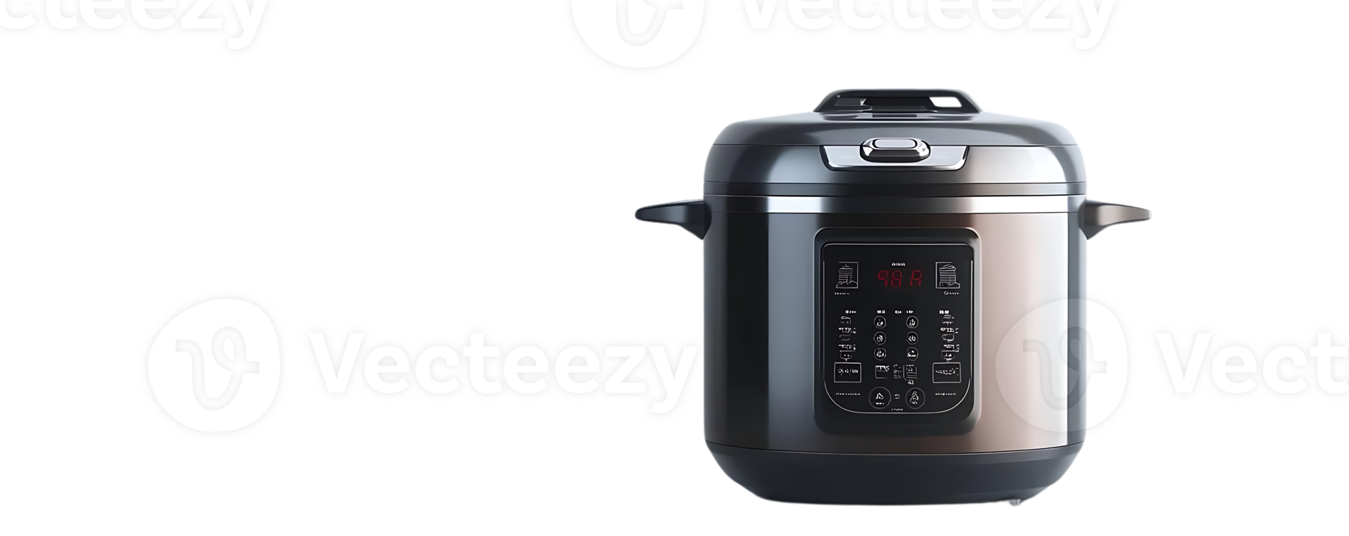 Stainless Steel Electric Pressure Cooker with Digital Display and Transparent Background png