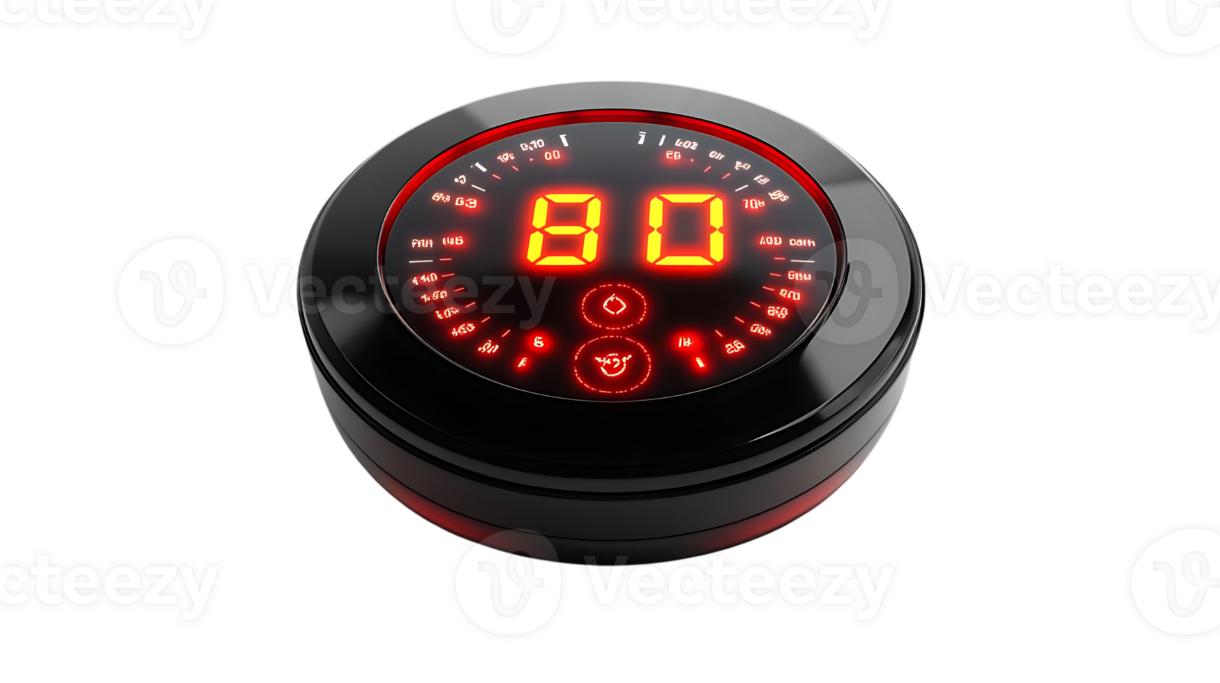 Digital Timer with Red LED Display, Black Background, Transparent Background png
