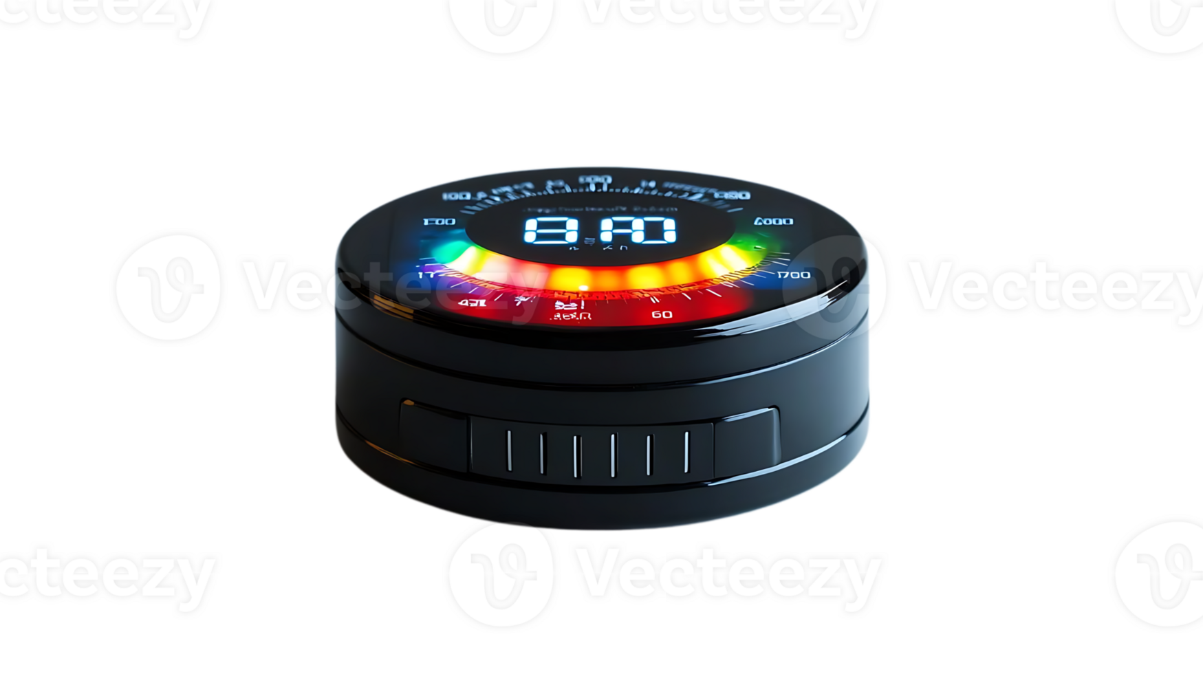 Black Digital Tuner with Transparent Background, Features Illuminated Display and a Large Dial png