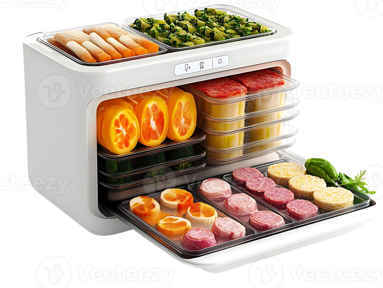Food Dehydrator with Transparent Background, Drying Fruits, Vegetables, and Meats with Adjustable Temperature and Timer Settings png
