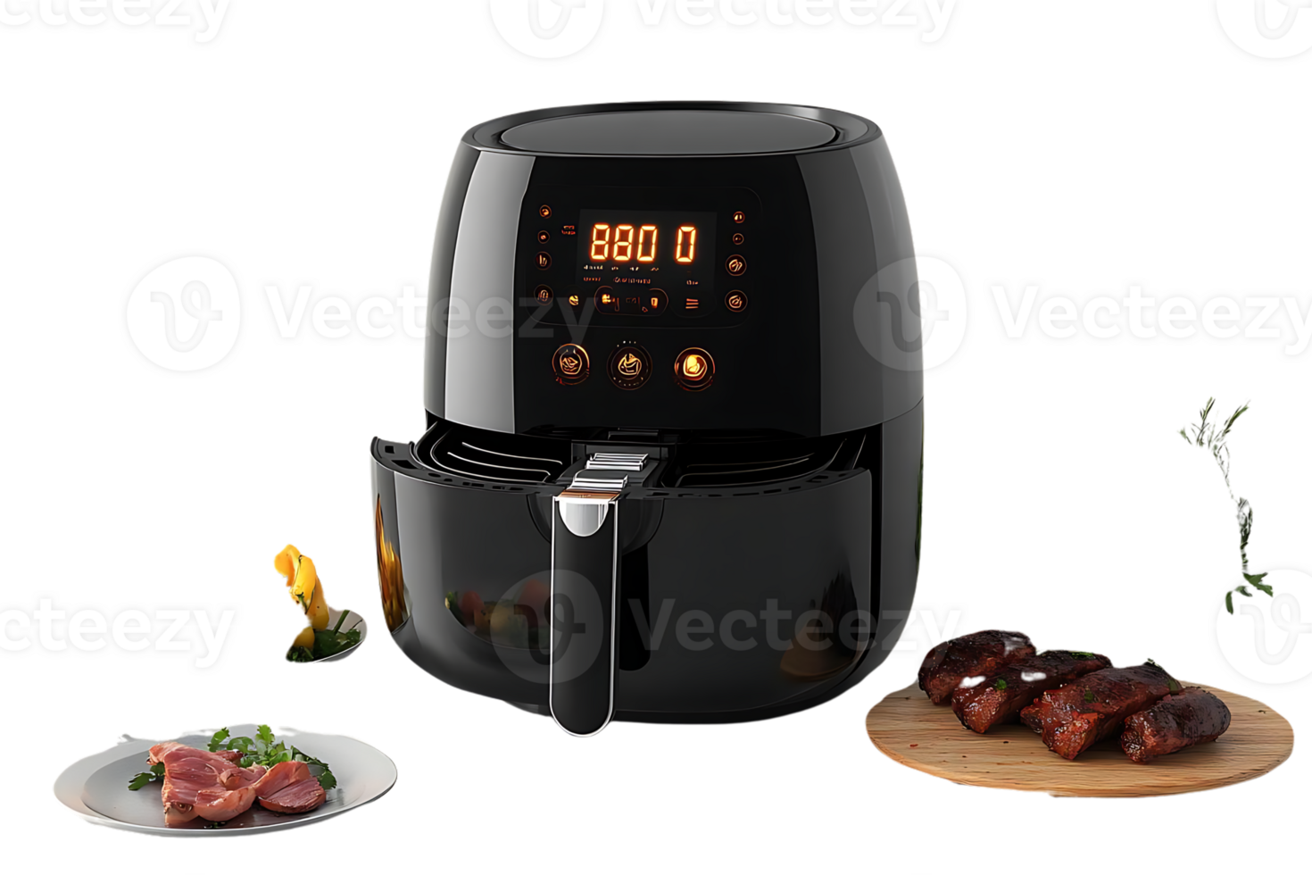 Air Fryer Cooks Crispy Food with a Transparent Background, Perfect for Healthy Cooking and Delicious Meals png