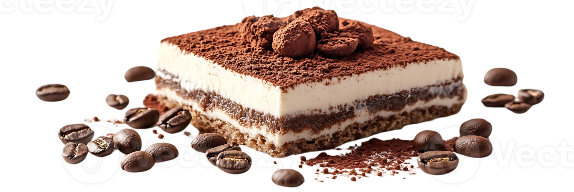 Delicious Tiramisu with Coffee Beans and a Transparent Background png