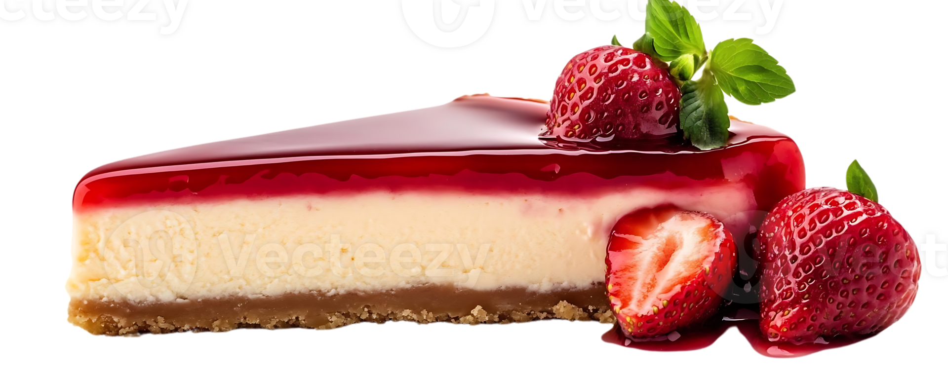 Strawberry Cheesecake with Red Glaze,  A Sweet and Delicious Treat with a Transparent Background png