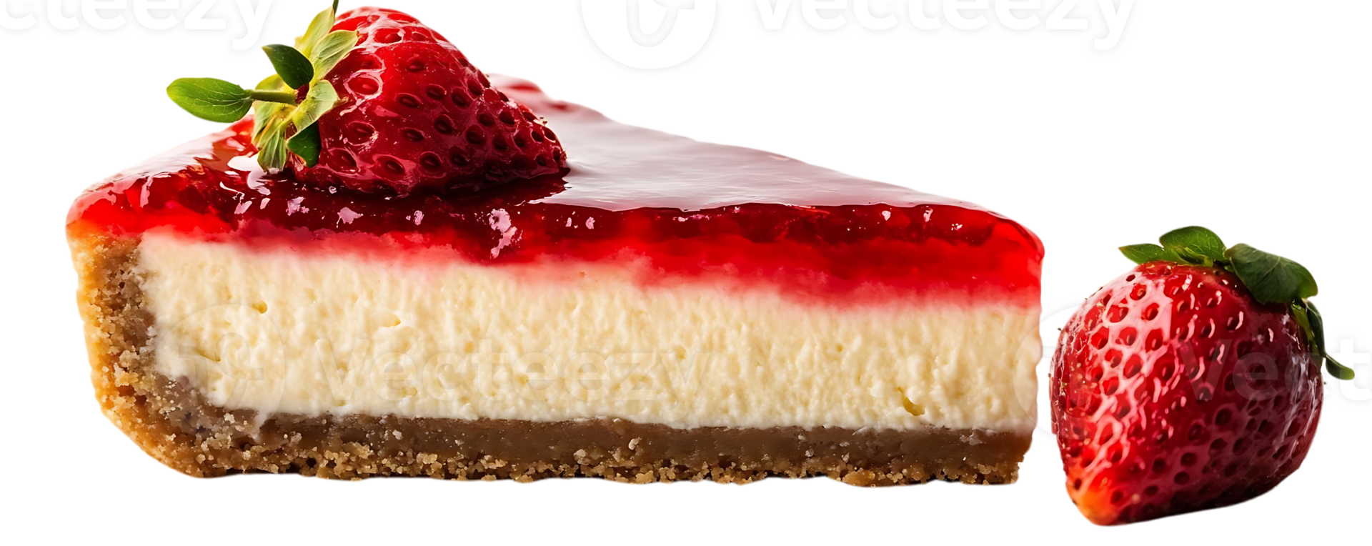 morango bolo de queijo com uma transparente fundo, delicioso tratar com uma fresco morango cobertura png