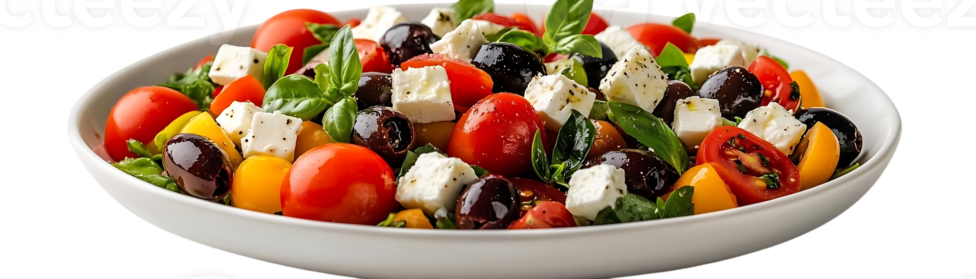 Fresh Feta, Tomato, and Olive Salad with Basil, a Delicious and Healthy Option with a Transparent Background png