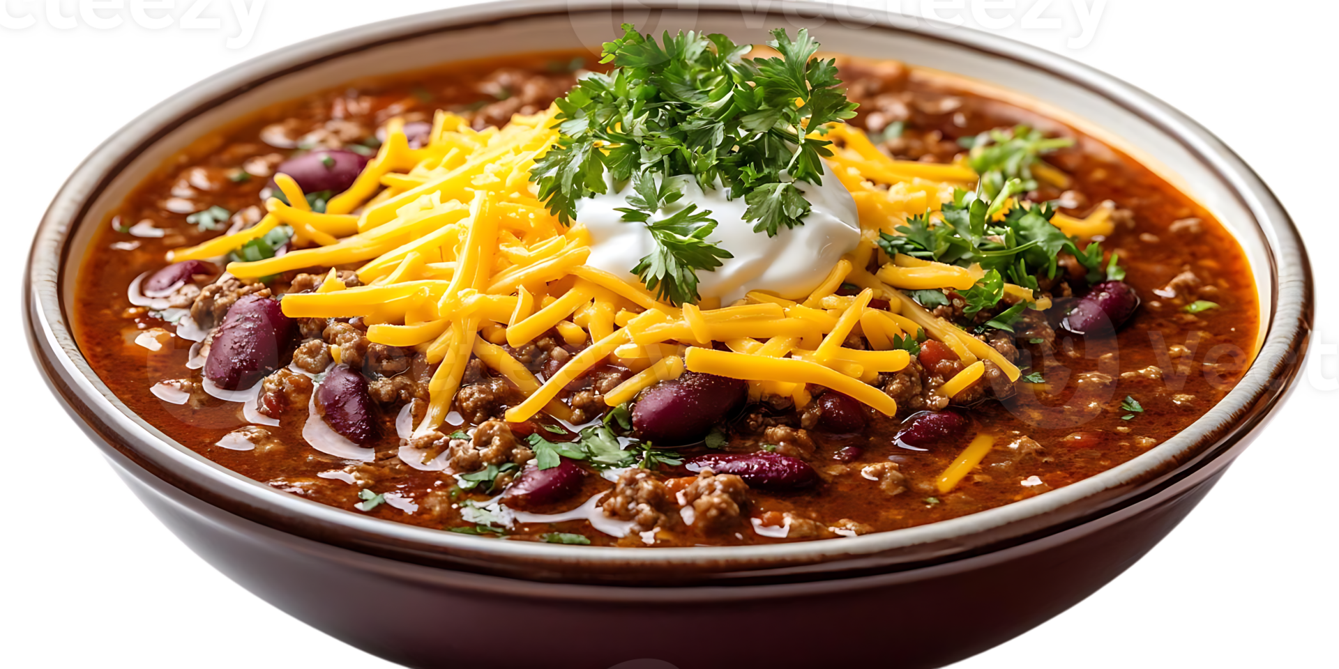 Chili mit ein transparent Hintergrund, ein köstlich und herzhaft Mahlzeit mit ein käsig und Bohnenkraut Geschmack png