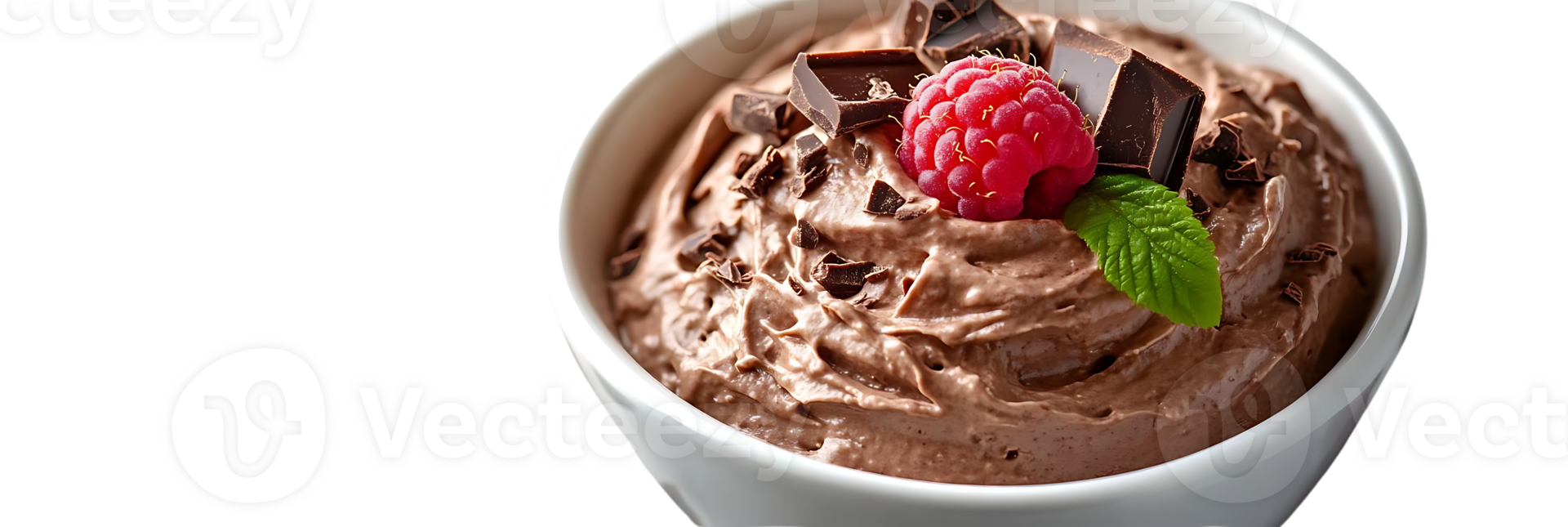 Chocolate Mousse with Raspberry and Mint, a Delicious Dessert with a Transparent Background png
