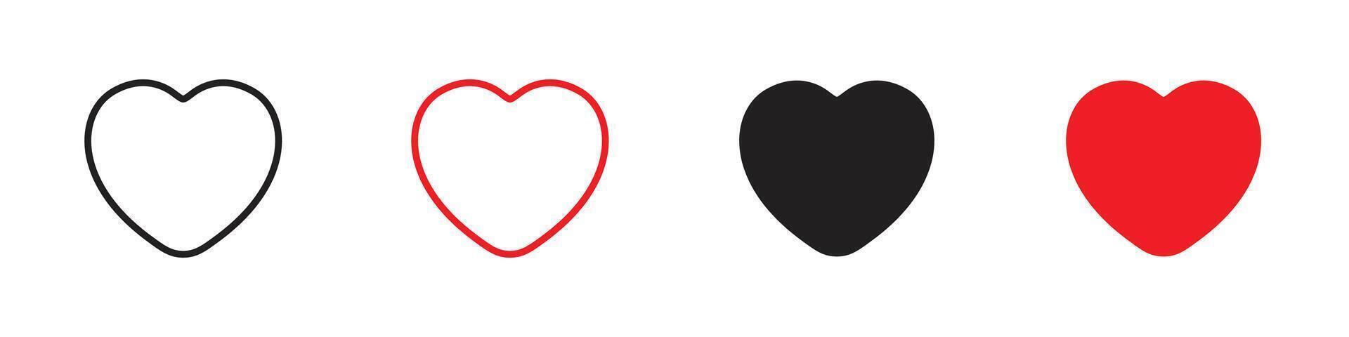 Heart icon set outline vector