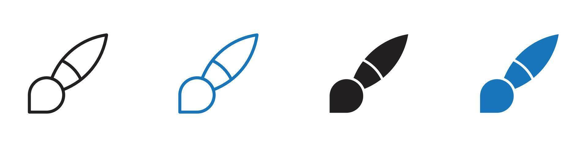 Brush icon set outline vector