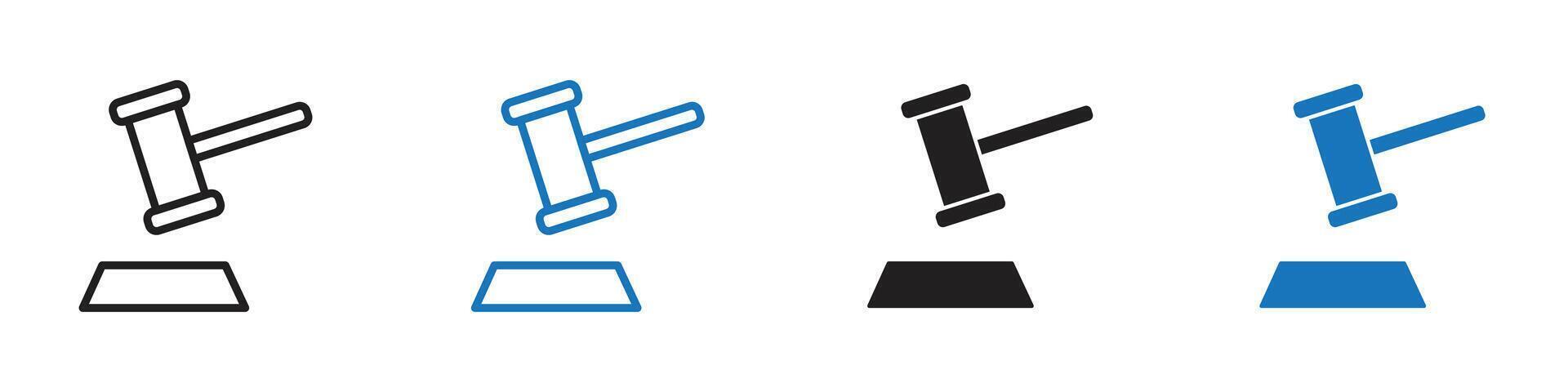 Gavel icon set outline vector