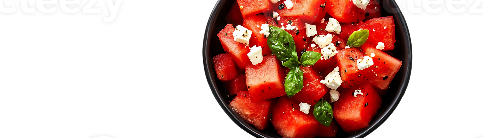 Watermelon and Feta Salad with Basil and Black Pepper, A Delicious and Refreshing Summer Treat with a Transparent Background png