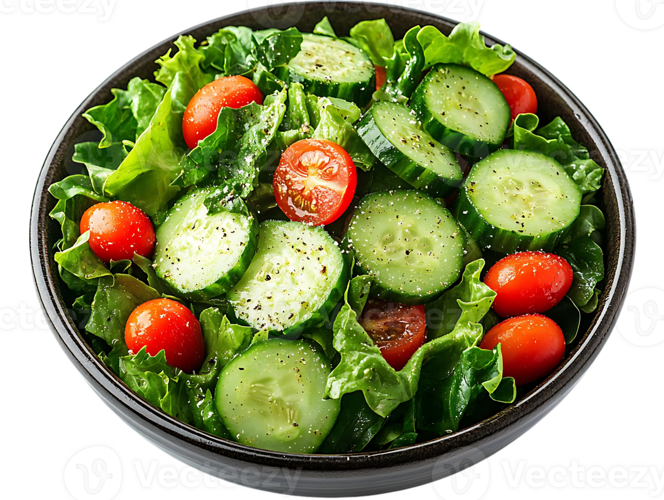 Fresh Cucumber and Tomato Salad with a Transparent Background png