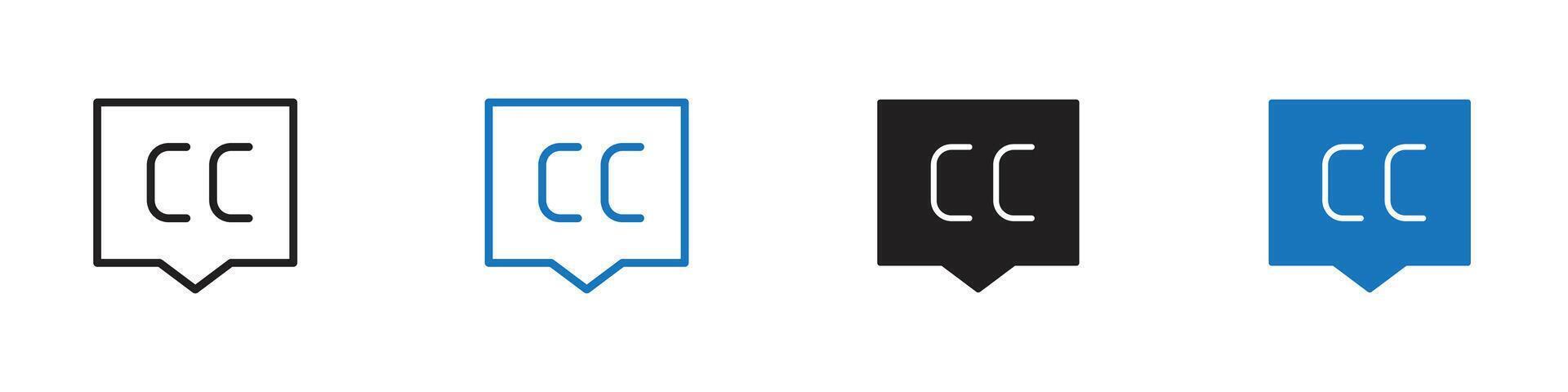 Caption icon set outline vector