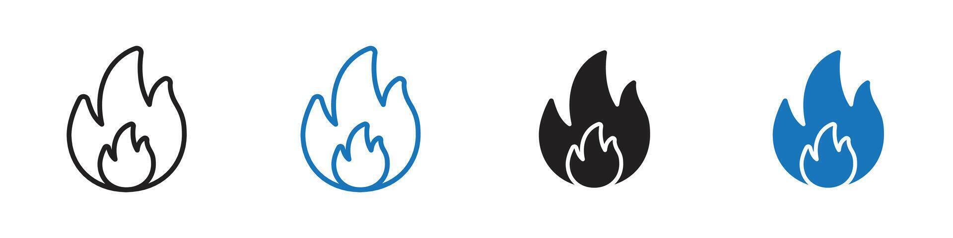 Fire icon set outline vector