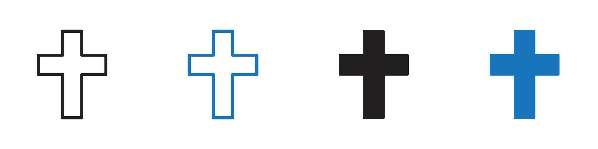 Christanity sign icon set outline vector