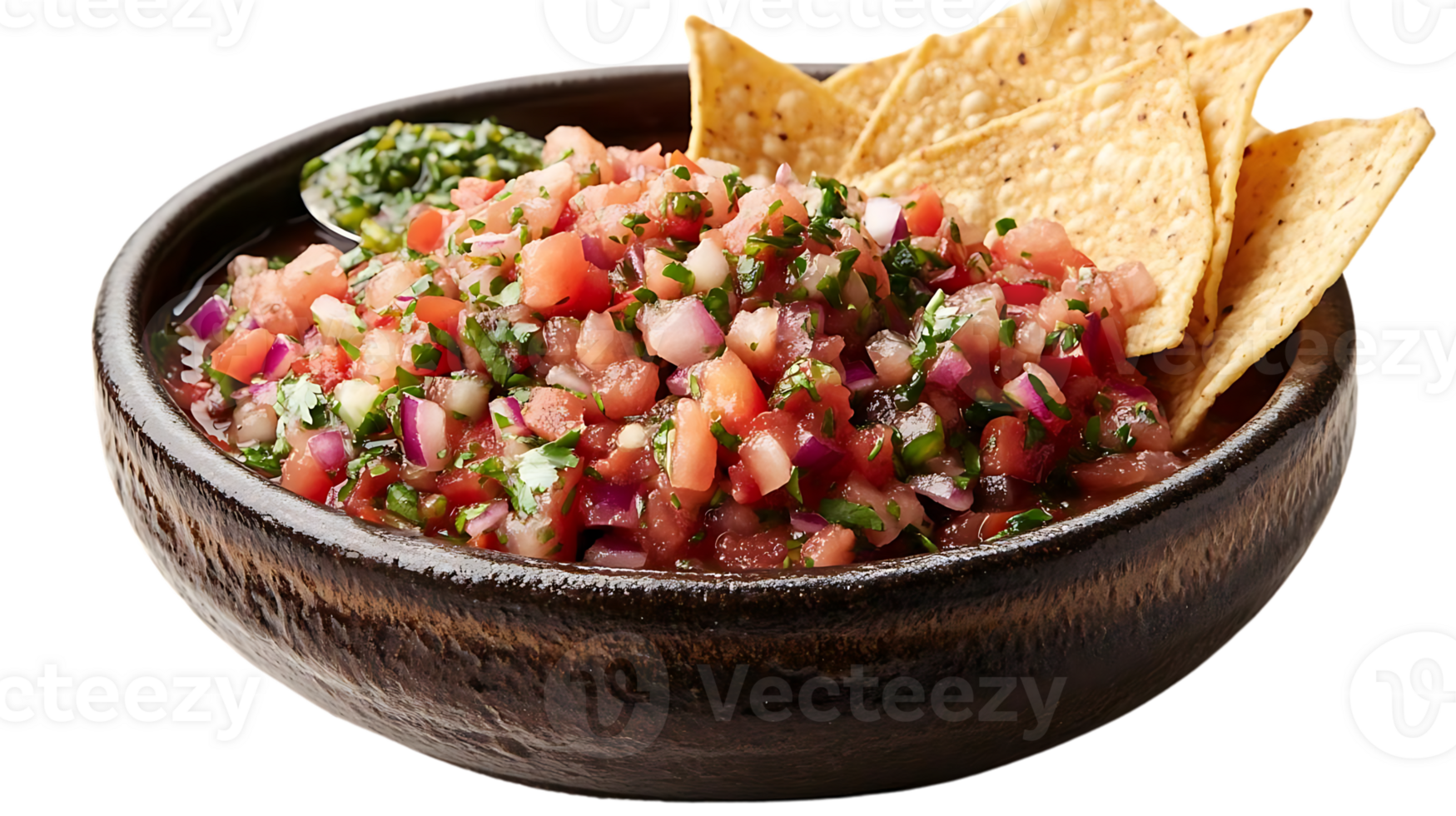 Fresh Homemade Salsa with Crispy Tortilla Chips on a Transparent Background png