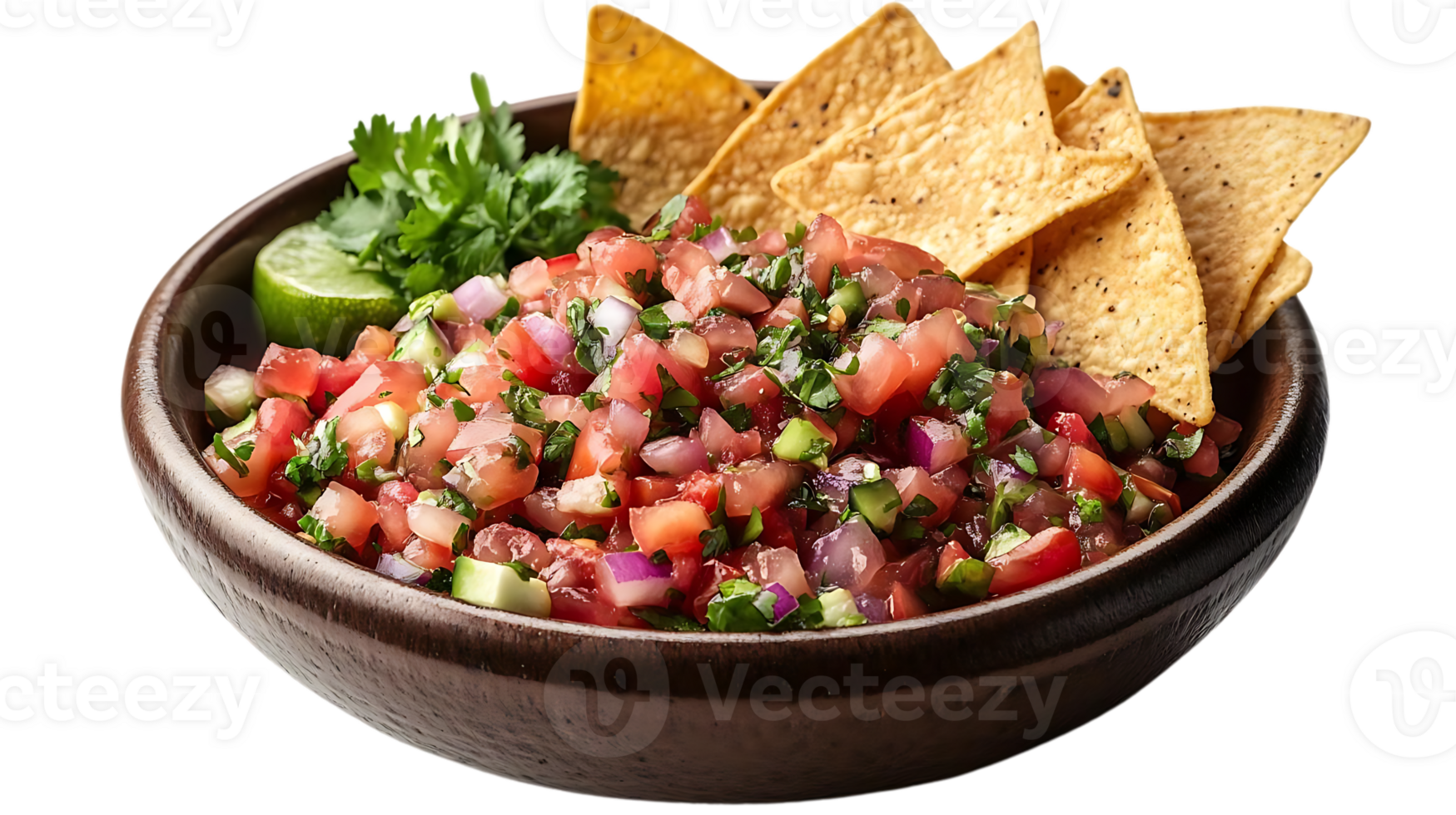 Fresh Homemade Salsa with Crispy Tortilla Chips on a Transparent Background png