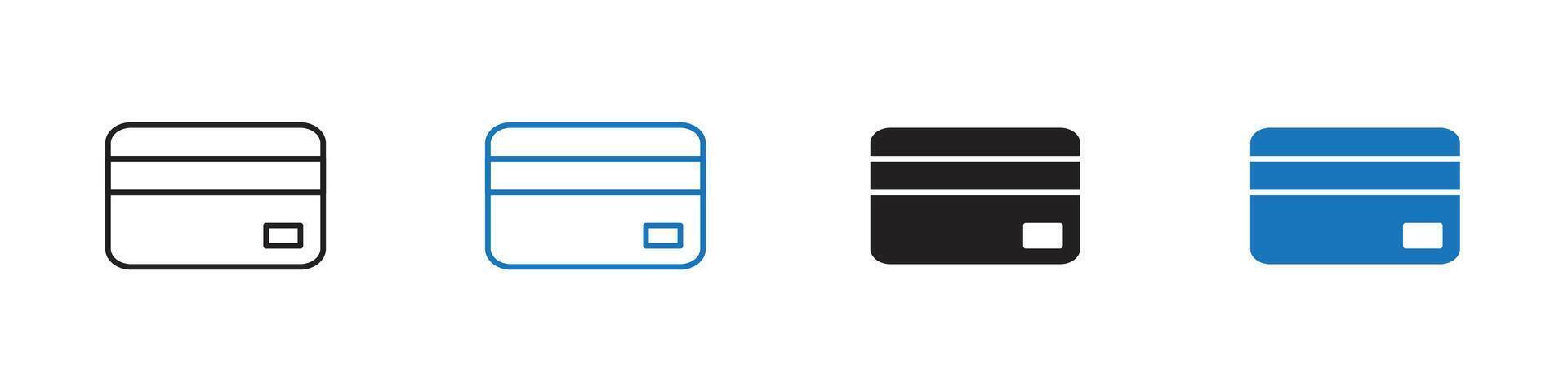 Credit card icon set outline vector