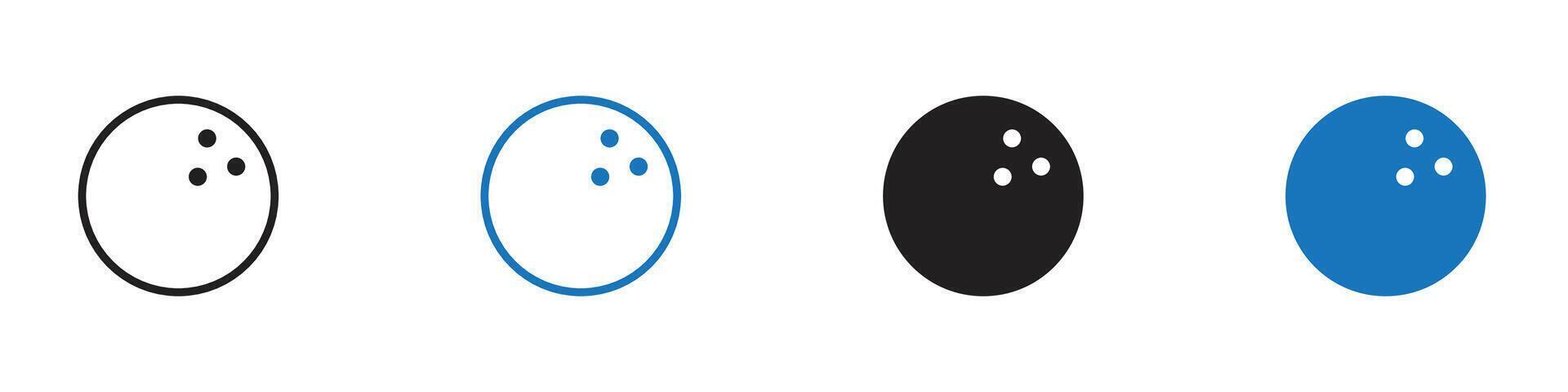 Bowling ball icon set outline vector