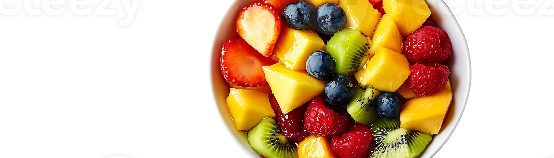 Fresh Fruit Salad with Mango, Kiwi, Strawberries, and Blueberries - Transparent Background png