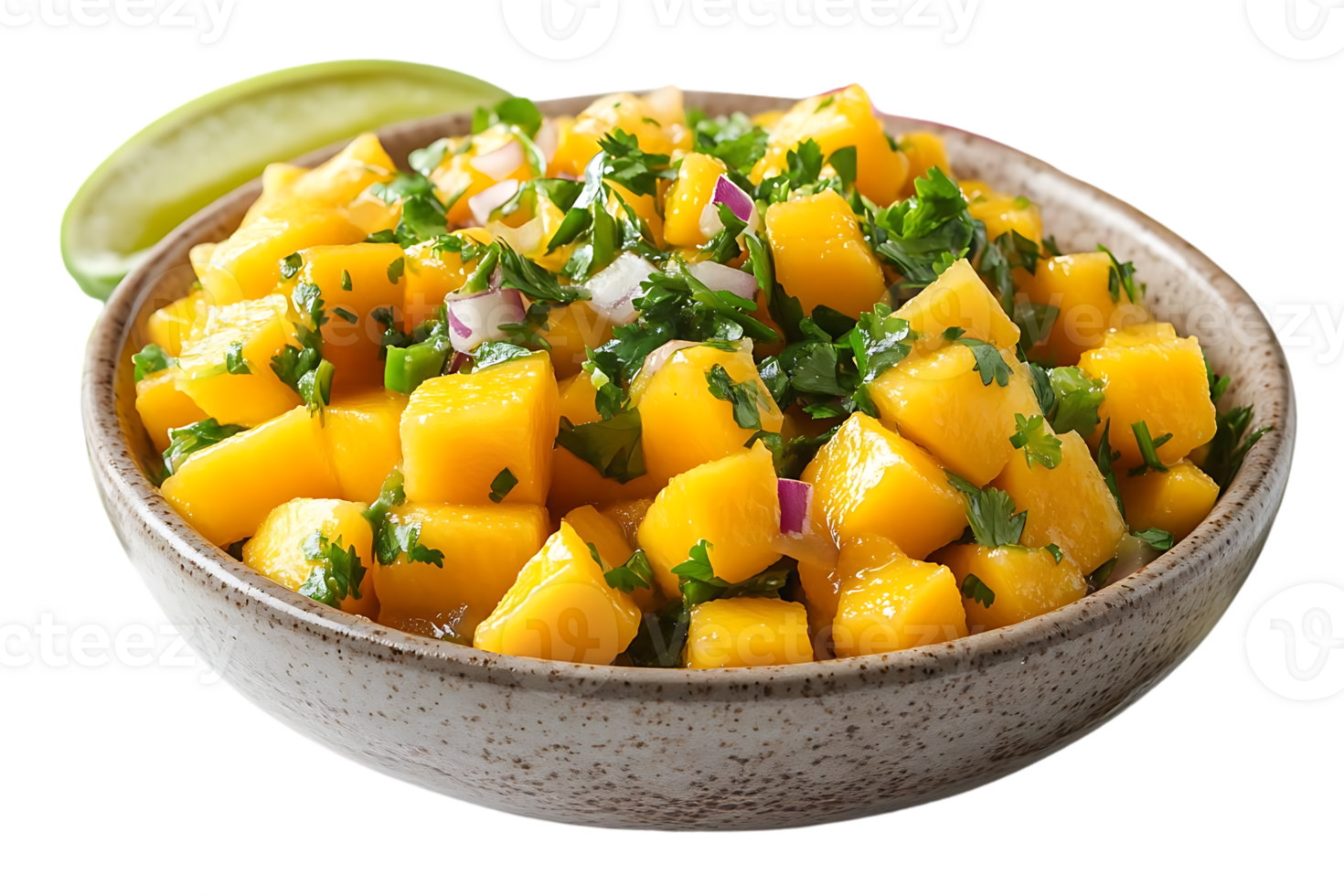 Fresh Mango Salsa with Cilantro and Red Onion, a Delicious and Refreshing Appetizer with a Transparent Background png