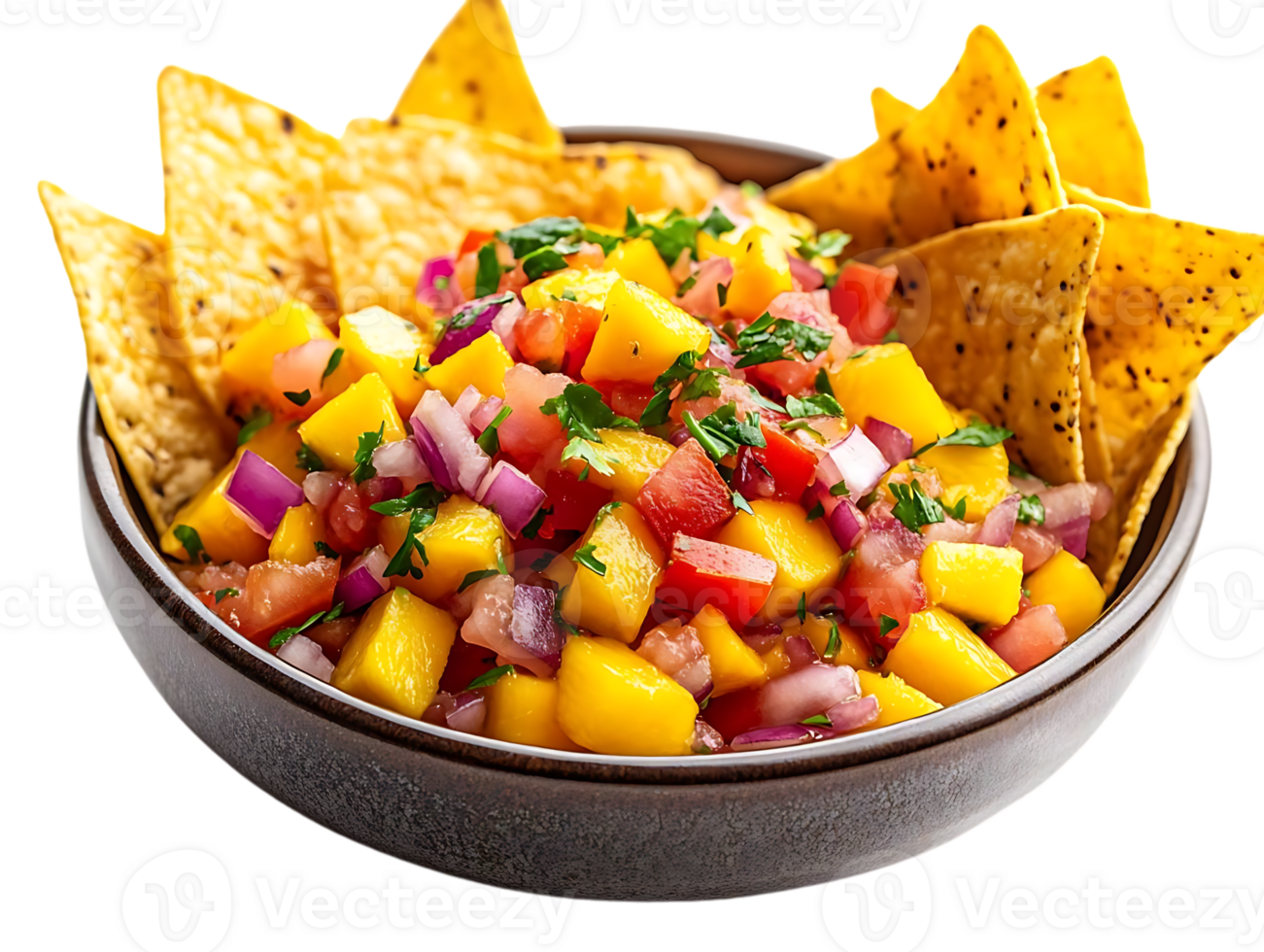 Mango Salsa with Tortilla Chips, a Delicious and Refreshing Appetizer with a Transparent Background png
