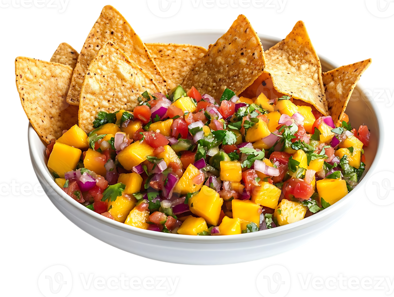 Fresh Mango Salsa with Tortilla Chips - Perfect for Summer Entertaining, Transparent Background png