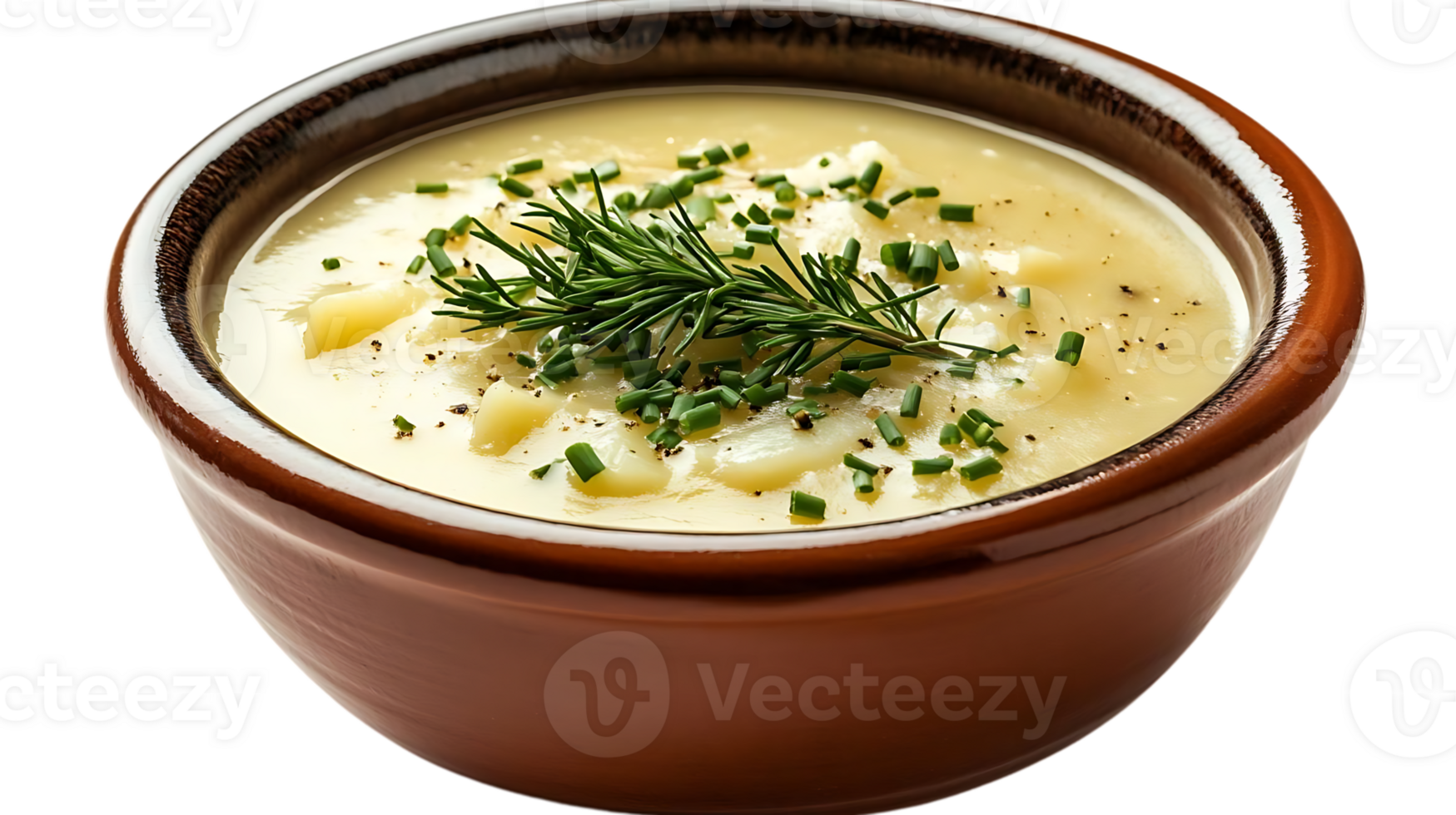 Creamy Potato Soup with Fresh Herbs and a Transparent Background png