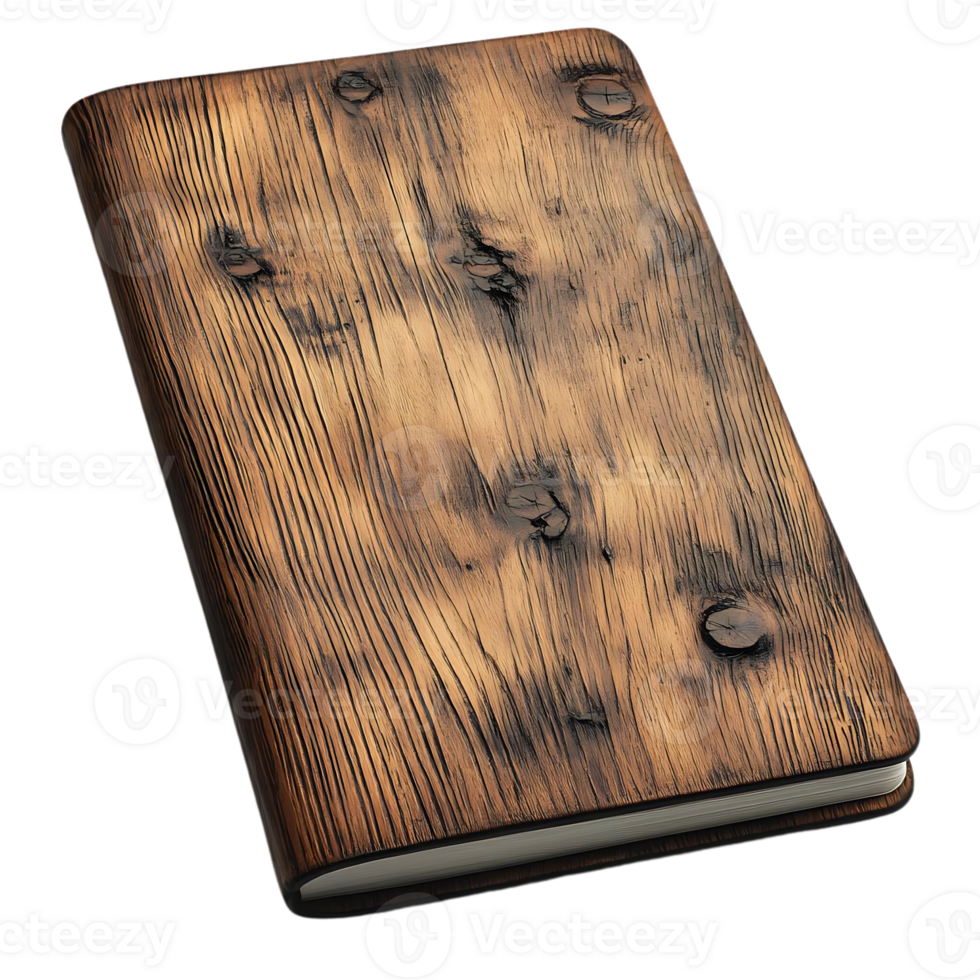 Wooden Notebook with a Transparent Background, Rustic and Unique Design for Journaling and Note-Taking png
