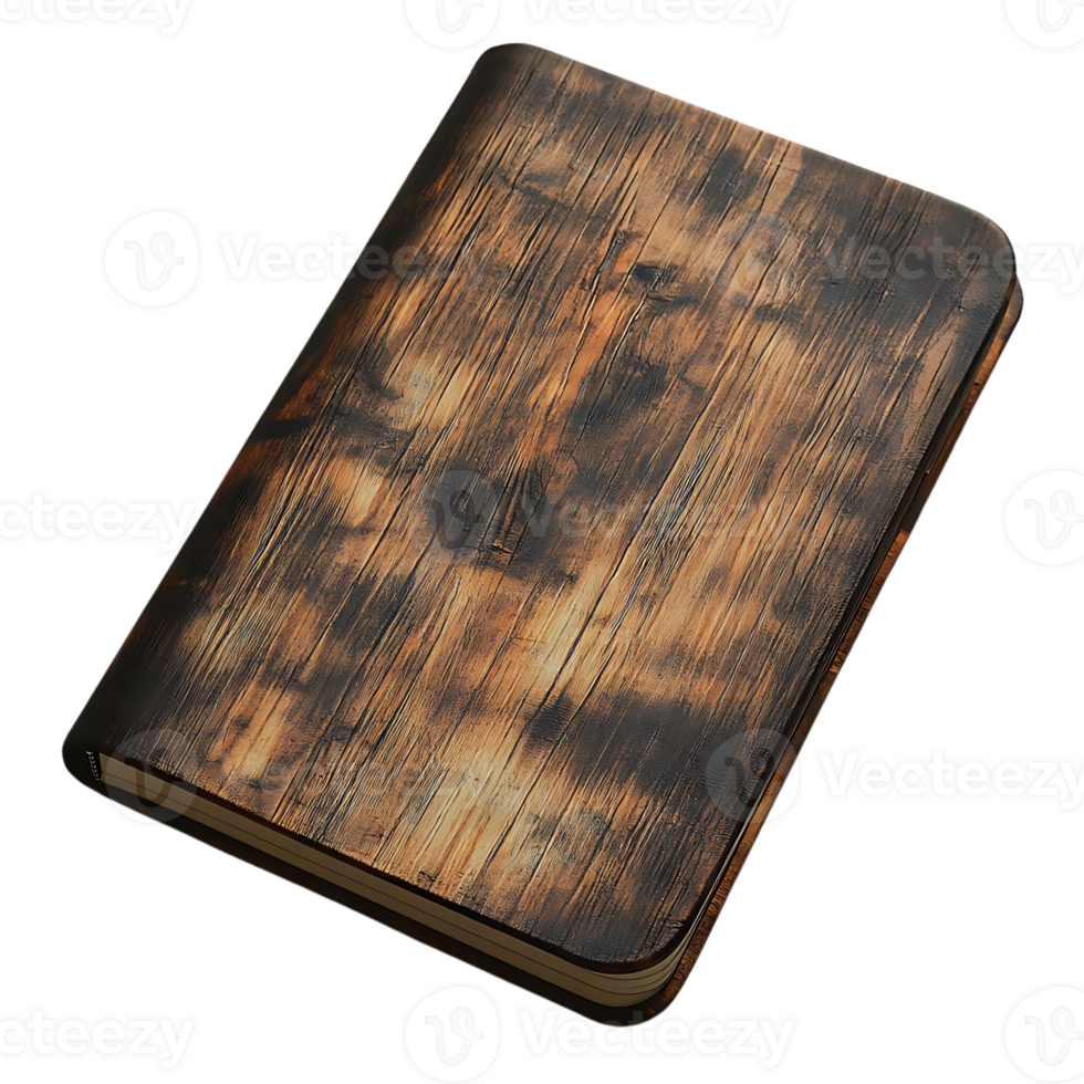 Rustic Wood Grain Notebook with Transparent Background - Perfect for Writing, Drawing, and Journaling with a Unique, Vintage Look png