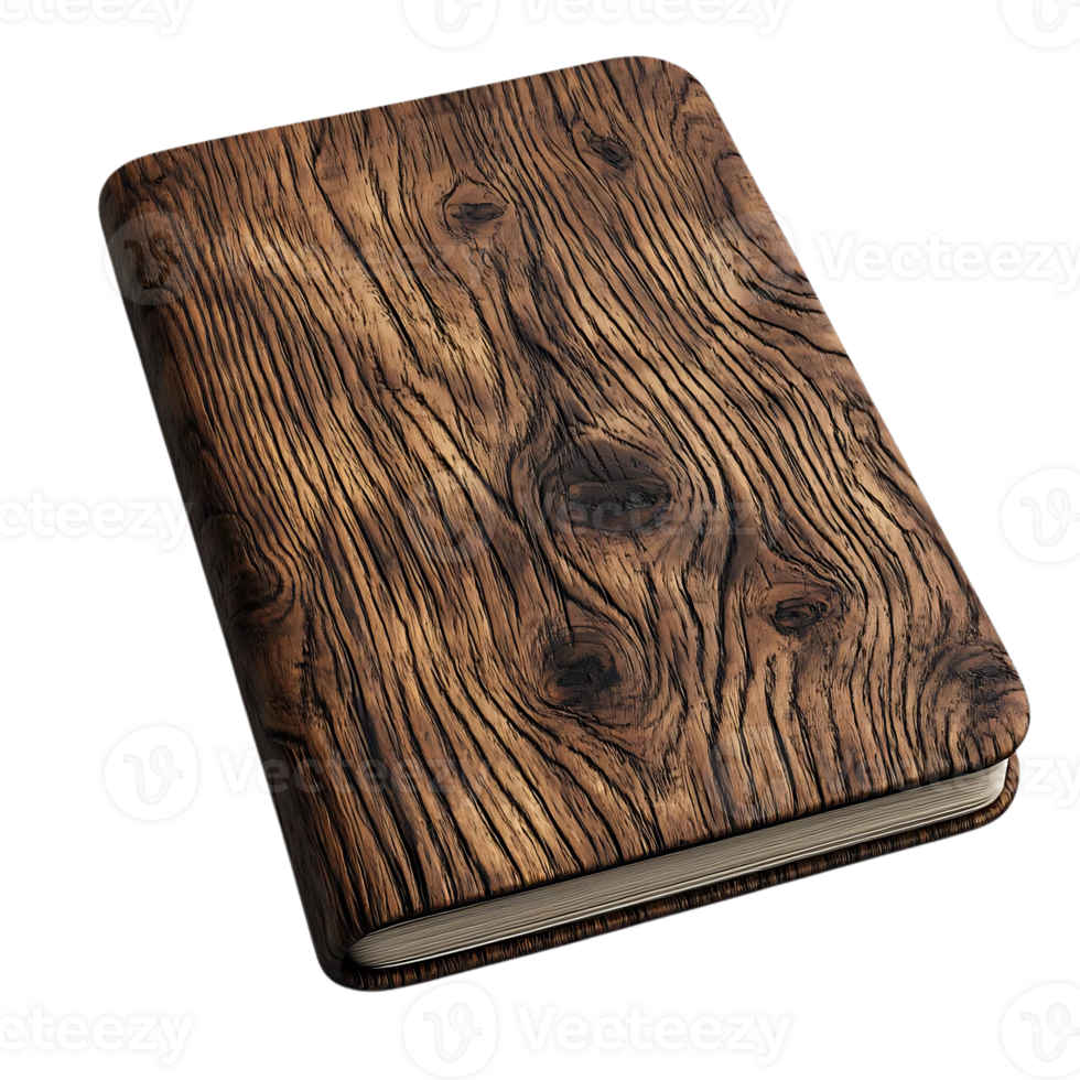 Wooden Book Cover with a Transparent Background, A Rustic Design for Your Writing Needs png