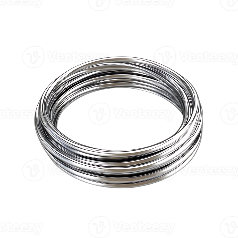 Shiny Silver Wire Wrapped in a Circle with a Transparent Background png