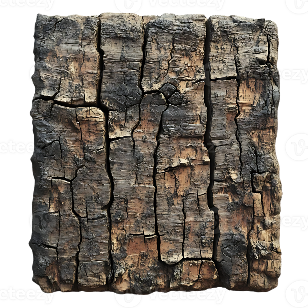 Cracked and Charred Wood Texture with a Transparent Background png