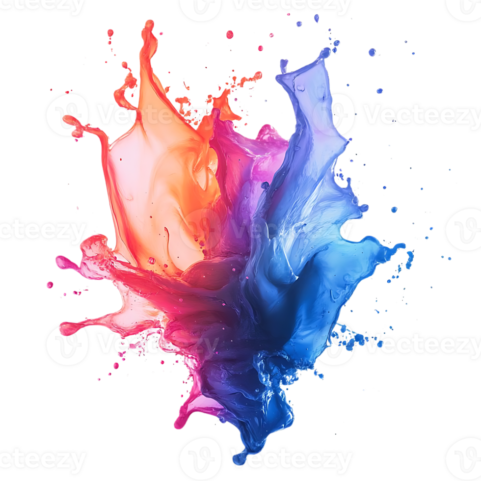Vibrant Colors Splashing on a Transparent Background, Creating a Dynamic and Artistic Composition png