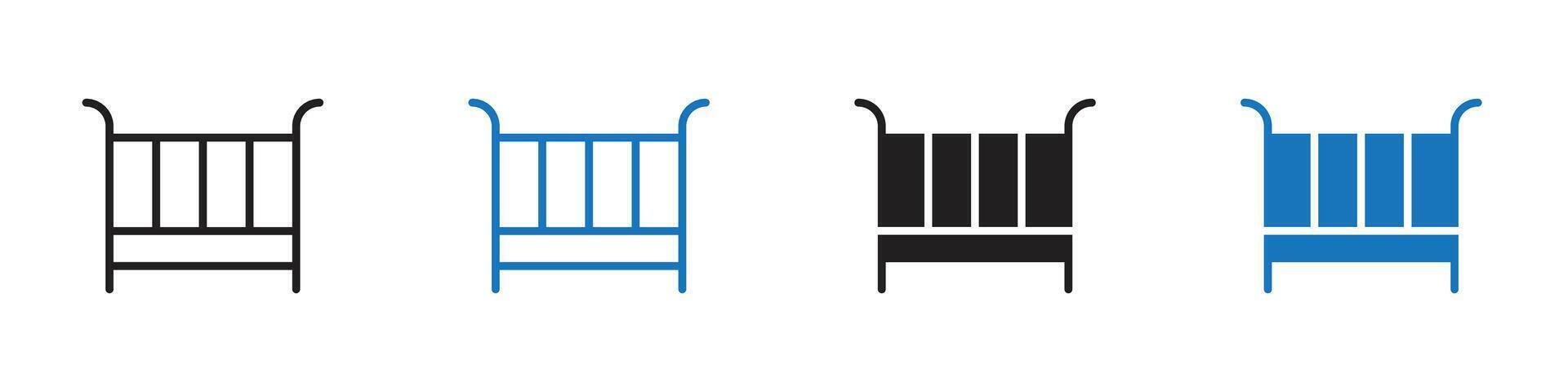 Baby bed icon set outline vector