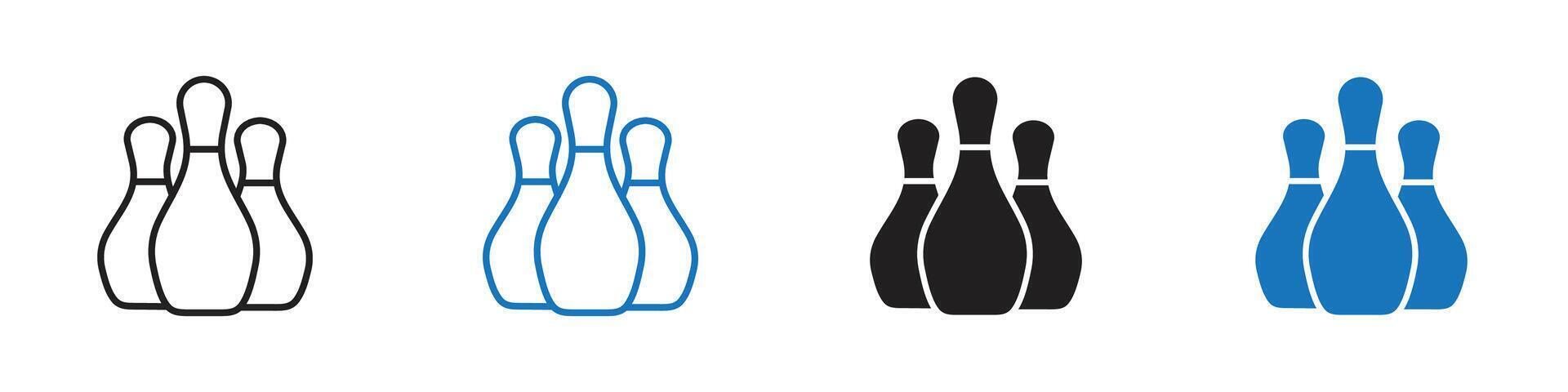 Bowling icon set outline vector