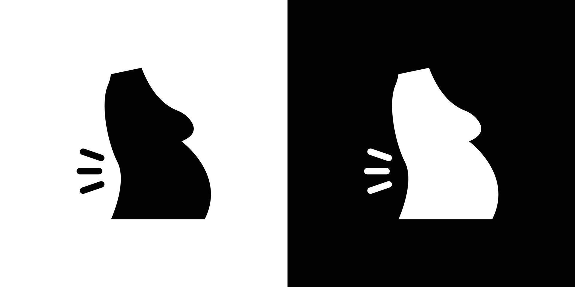 Pregnant woman backache icon Flat fill set collection vector