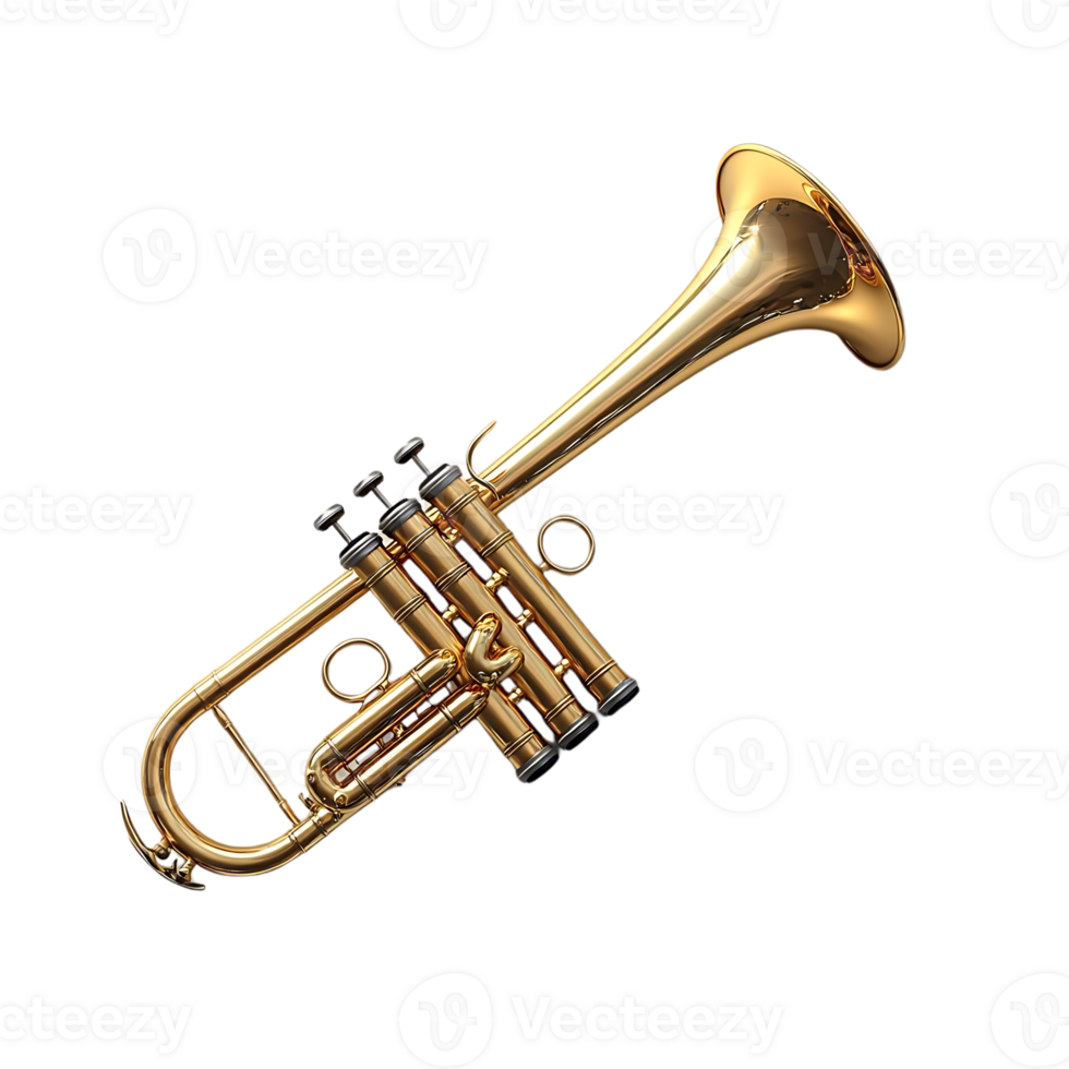 Golden Trumpet with Transparent Background, a Classic Instrument for Melodious Music png