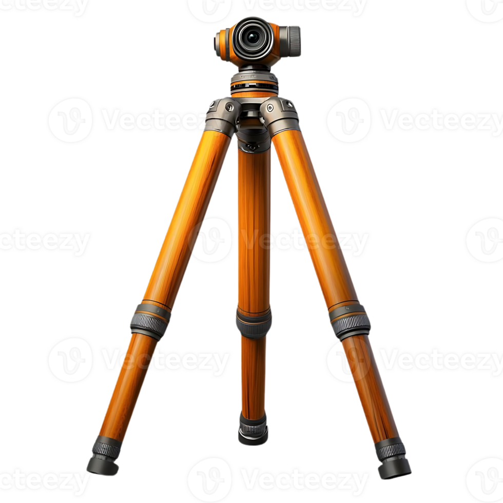Wooden Tripod for Camera with Transparent Background, for Photography and Videography, with a Professional Look, Lightweight and Durable, Easy to Carry png