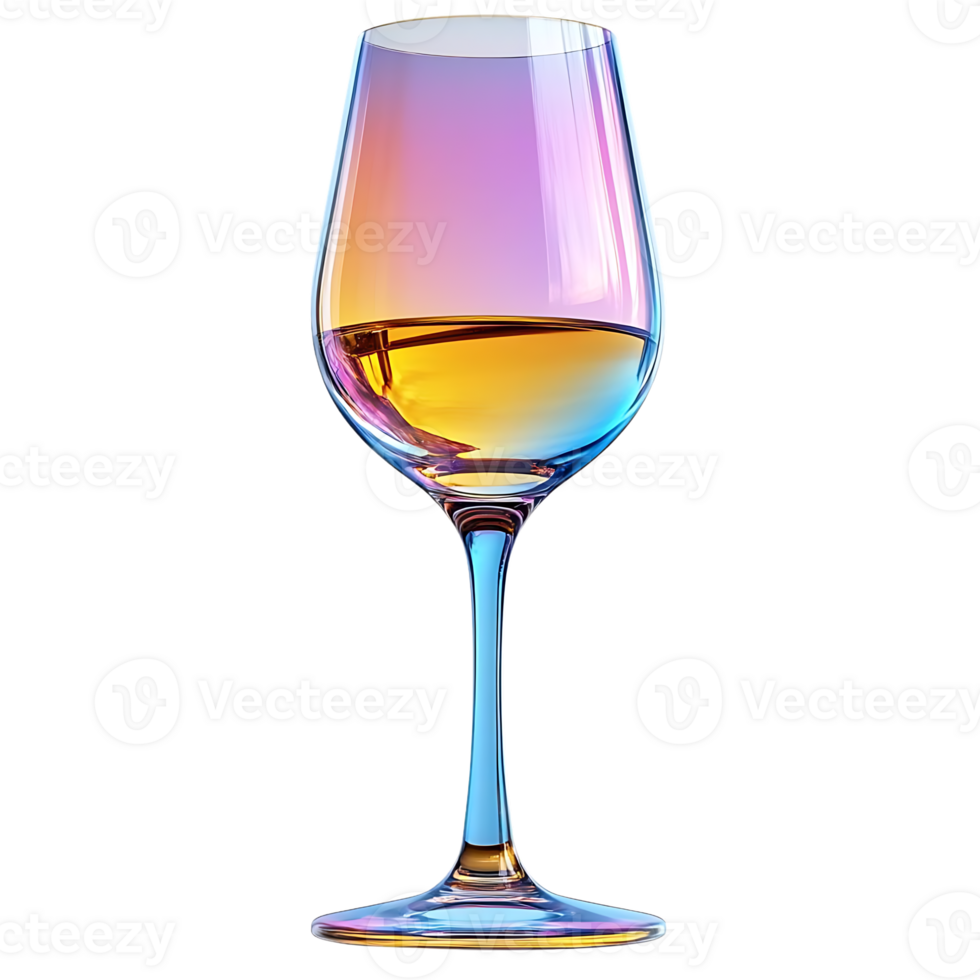 A Single Glass of Wine with a Transparent Background, Shimmering with Rainbow Colors png