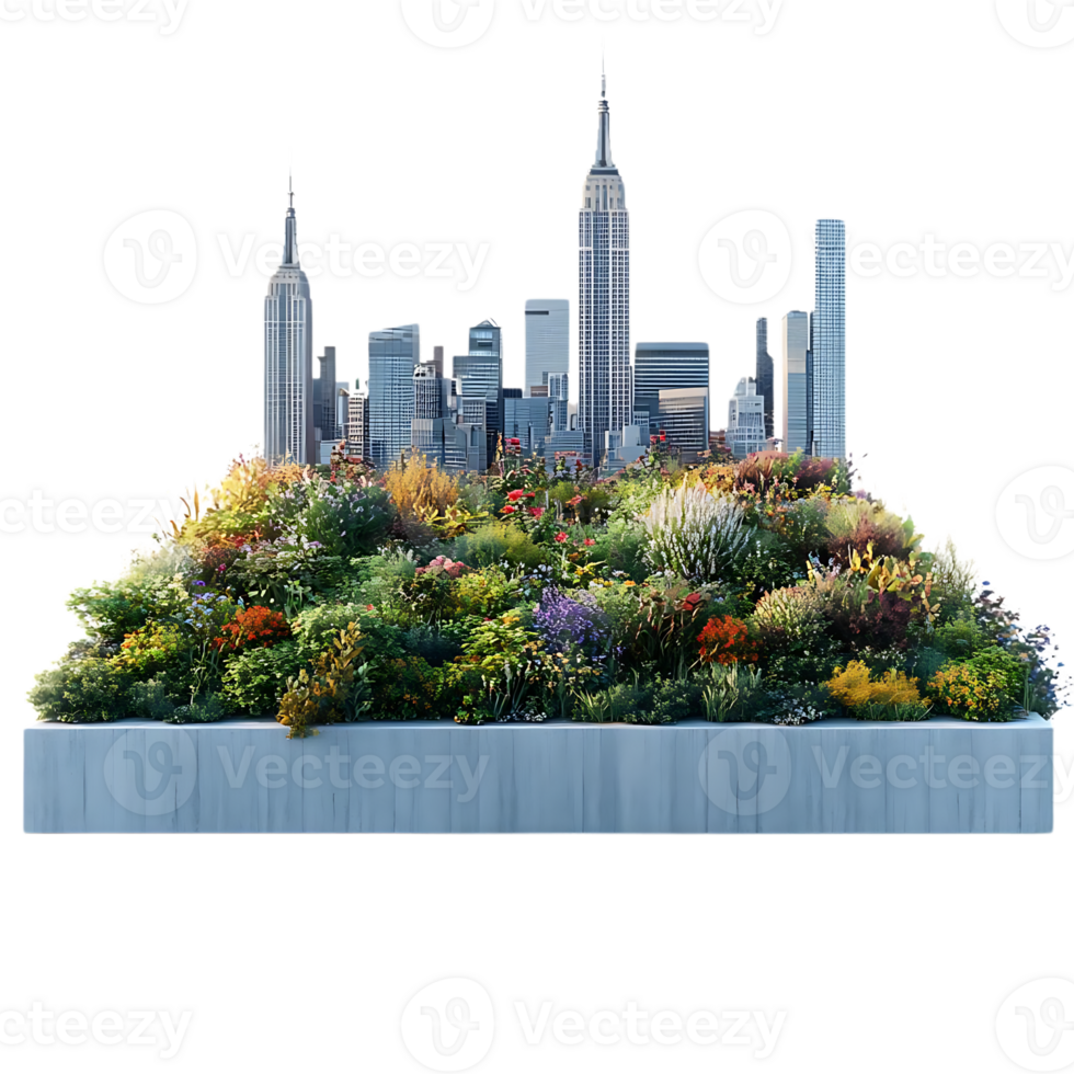 urban grön tak omvandla stadsbilder med vibrerande blommor och växter, skapande en lugn oas med en transparent bakgrund png