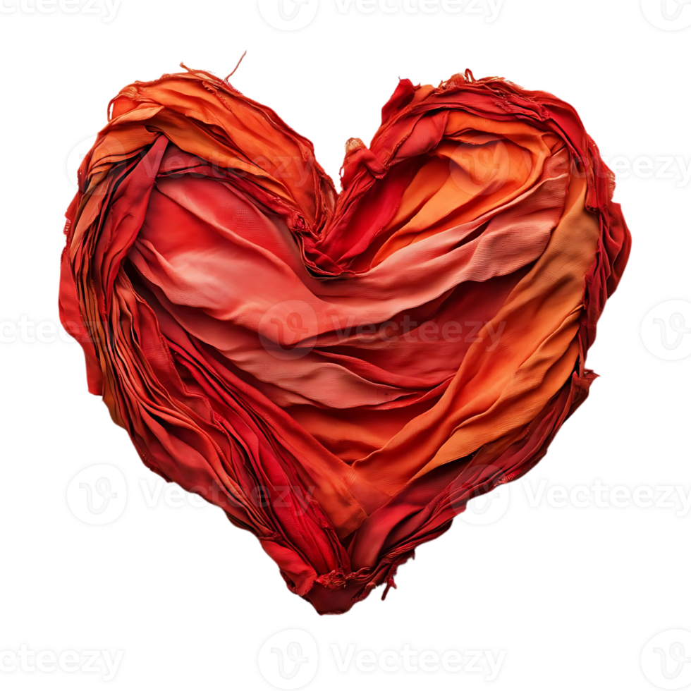 Red Fabric Heart Shaped Abstract Art with Transparent Background png