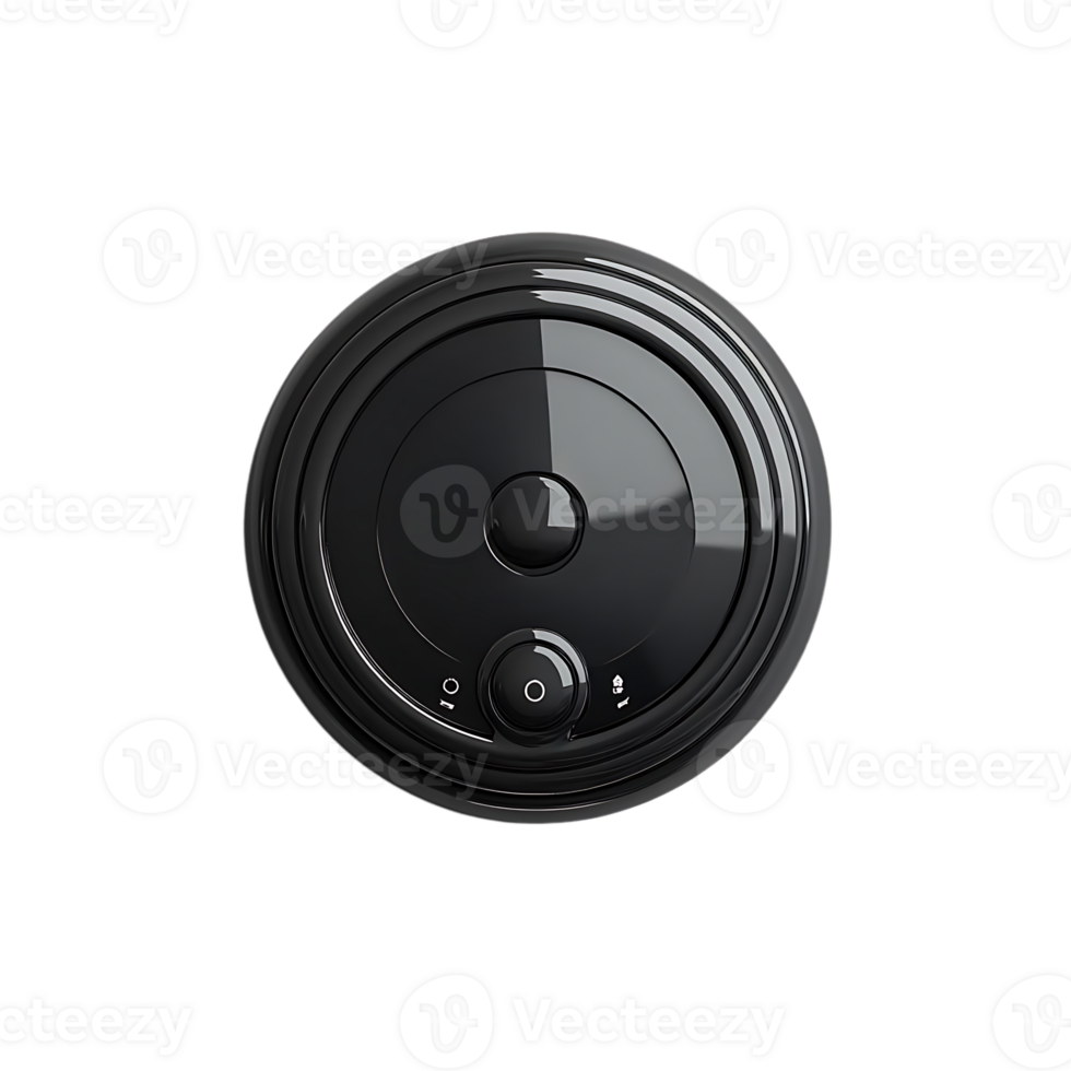 Black Circular Device with a Button and Transparent Background png