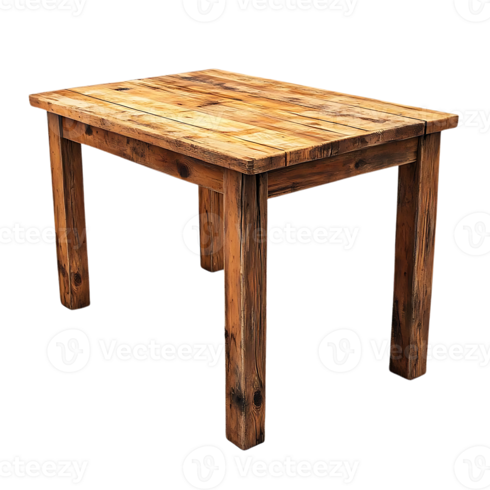 Rustic Wooden Table with a Transparent Background, Perfect for Mockups and Design Projects png